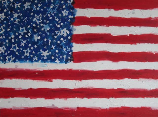 Art | Red, White, & Blue | Original Mixed Media on Gallery Canvas by Fabiano Amin | 30" x 40"-Mixed Media-Sterling-and-Burke