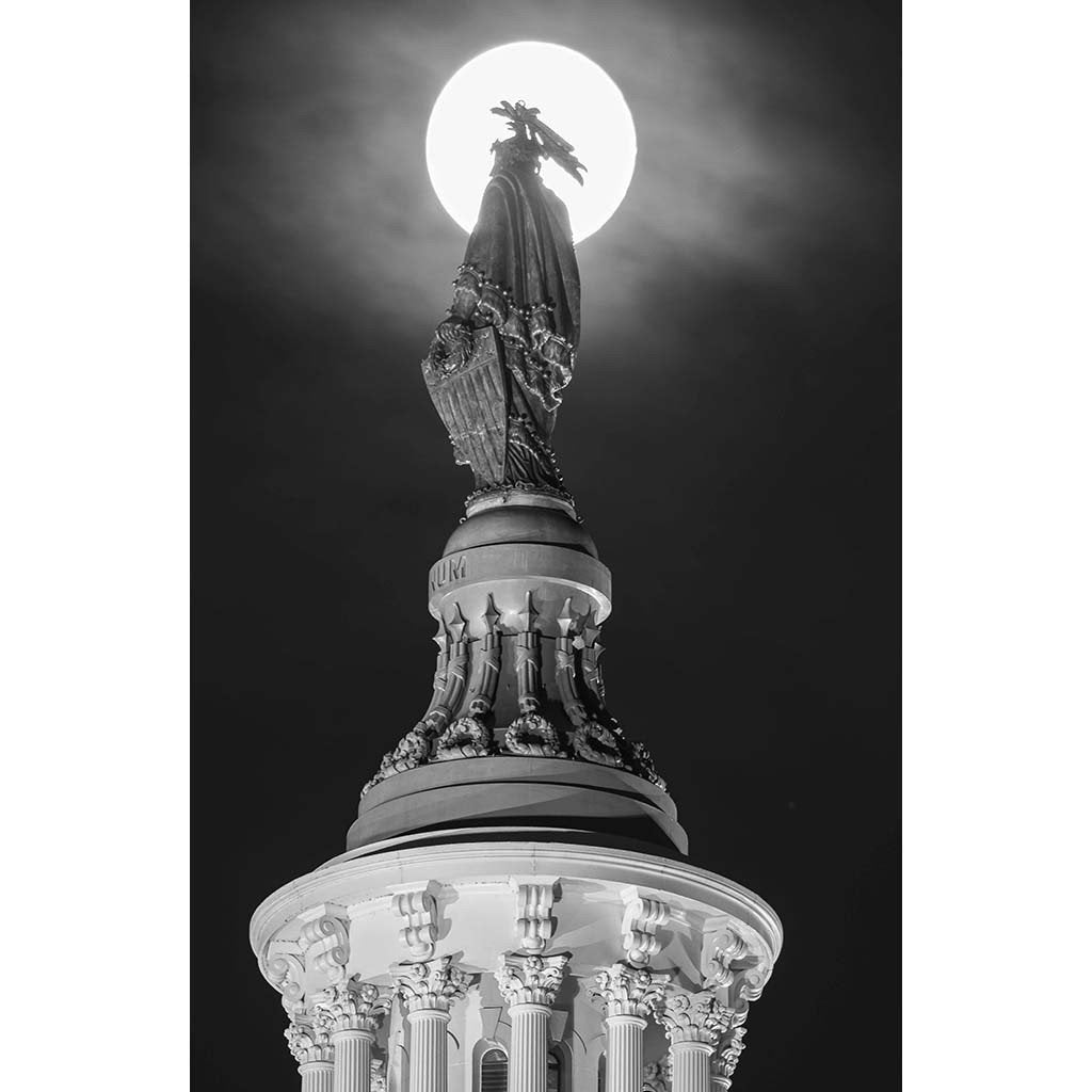 Lady Liberty with Moon, Photograph, 22 by 28.5 inches by Frank Ruggles-Photography-Sterling-and-Burke