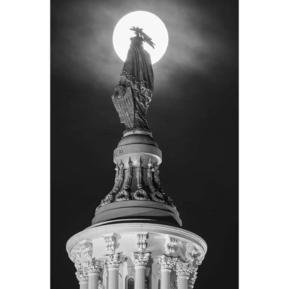 Lady Liberty with Moon, Photograph, 22 by 28.5 inches by Frank Ruggles-Photography-Sterling-and-Burke