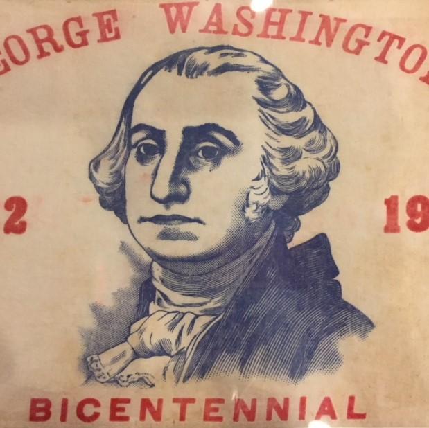 George Washington 1732-1932 Bicentennial Framed Portrait-Vintage Flag-Sterling-and-Burke