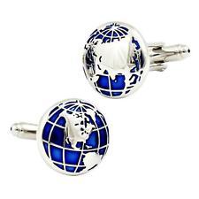 Novelty Cufflinks | World Cufflinks | Globe Cuff Links | Round | Blue | Sterling and Burke | Made in England-Novelty Cufflinks-Sterling-and-Burke