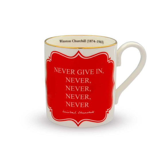 Halcyon Days Winston Churchill, Never give in...Never Never Never Never... Mug-Mug-Sterling-and-Burke