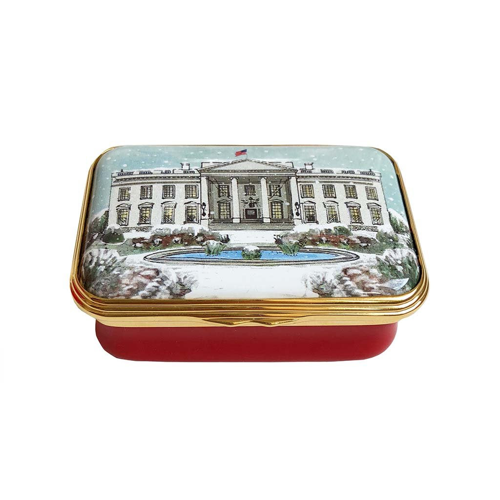 Hacyon Days White House in the Snow Christmas Enamel Box-Enamel Box-Sterling-and-Burke