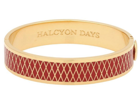 Halcyon Days 13mm Parterre Hinged Enamel Bangle in Red and Gold-Jewelry-Sterling-and-Burke
