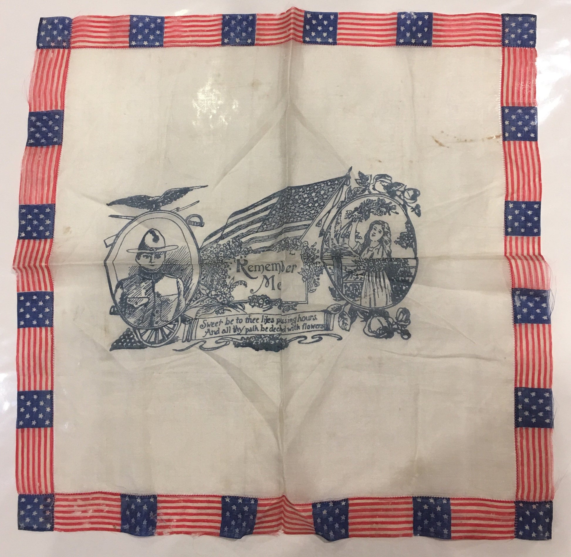 "Remember Me" | Vintage Handkerchief | 1900's | 14" x 14" Unframed-Vintage Handkerchief-Sterling-and-Burke