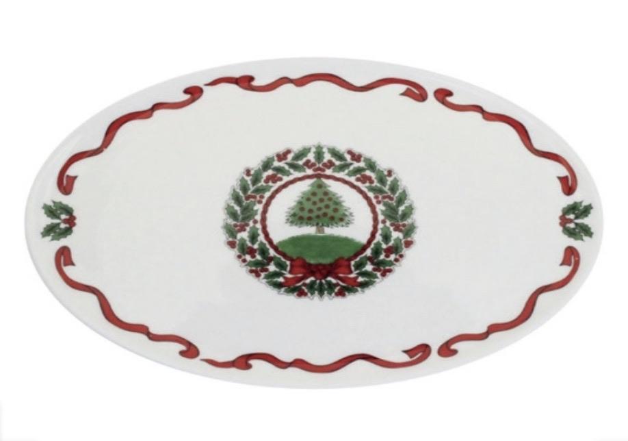 Halcyon Days Vintage Christmas Tree Candy Plate in White-Bone China-Sterling-and-Burke