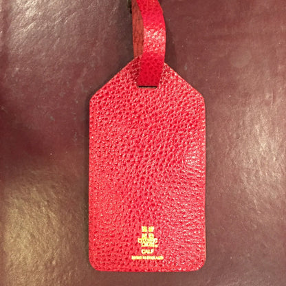 Leather Luggage Tag by Charing Cross, Textured Calf Leather, Deep Red-Luggage Tag-Sterling-and-Burke