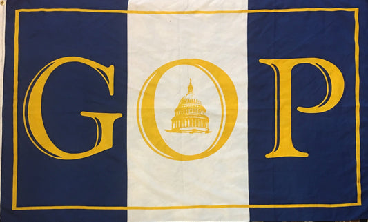 "GOP" | Vintage Flag | 61 by 36.5 Inches | sold-Vintage Flag-Sterling-and-Burke