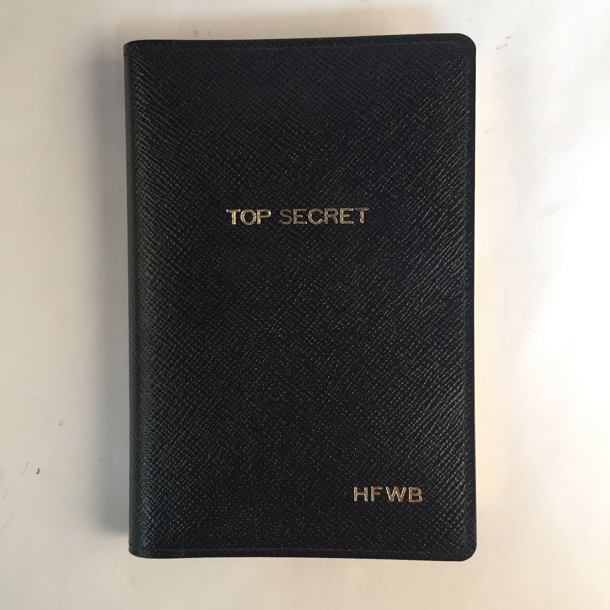 Leather Cover with Removable Notes | "Top Secret" | 6 by 4 Inch | Made in England | Sterling and Burke-Titled Notebooks-Sterling-and-Burke