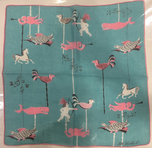 Pat Prichard, Angel | Vintage Flag Handkerchief | 14.5" by 14.5" Unframed-Vintage Handkerchief-Sterling-and-Burke