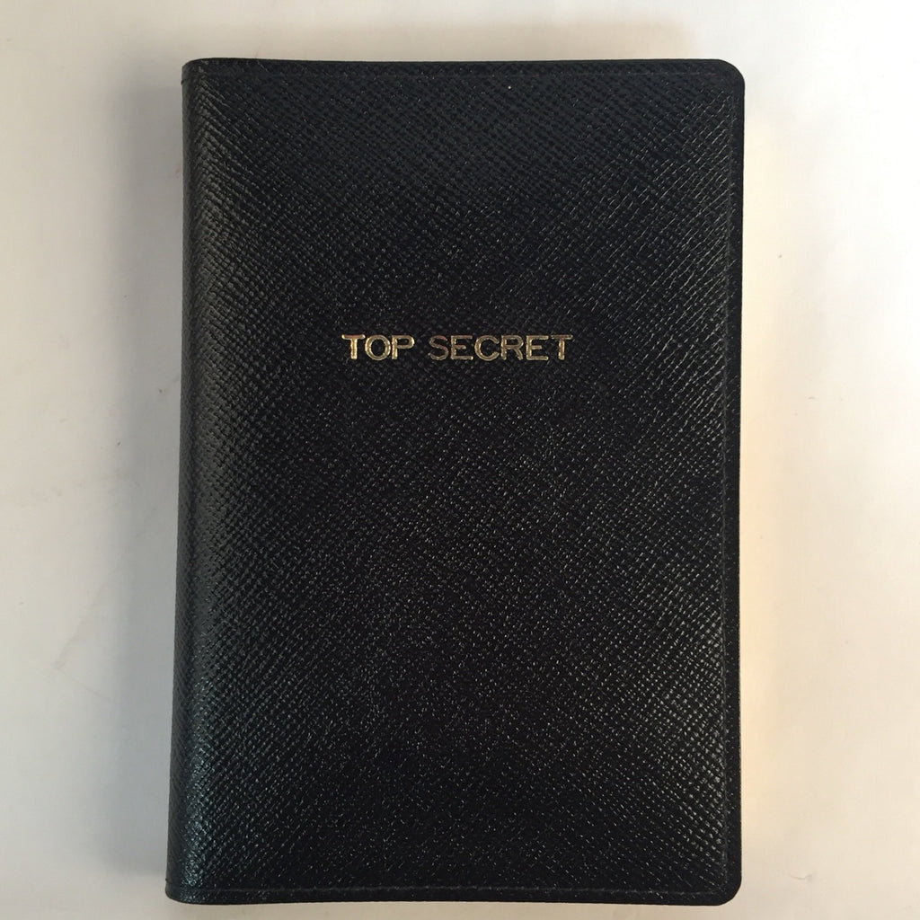 Leather Cover with Removable Notes | "Top Secret" | 6 by 4 Inch | Made in England | Sterling and Burke-Titled Notebooks-Sterling-and-Burke