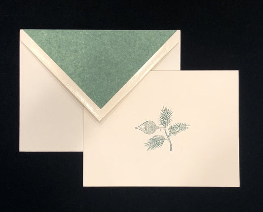 Seasons Greetings Christmas Card | Lined Envelope with Green Tissue | Single Card with Envelope | Dempsey and Carroll-Stationery-Sterling-and-Burke