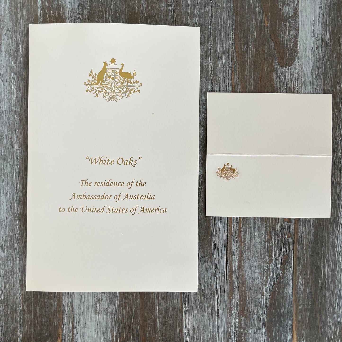 Australian Embassy | Diplomatic Fold Over Place Card | Hand Engraved Seal