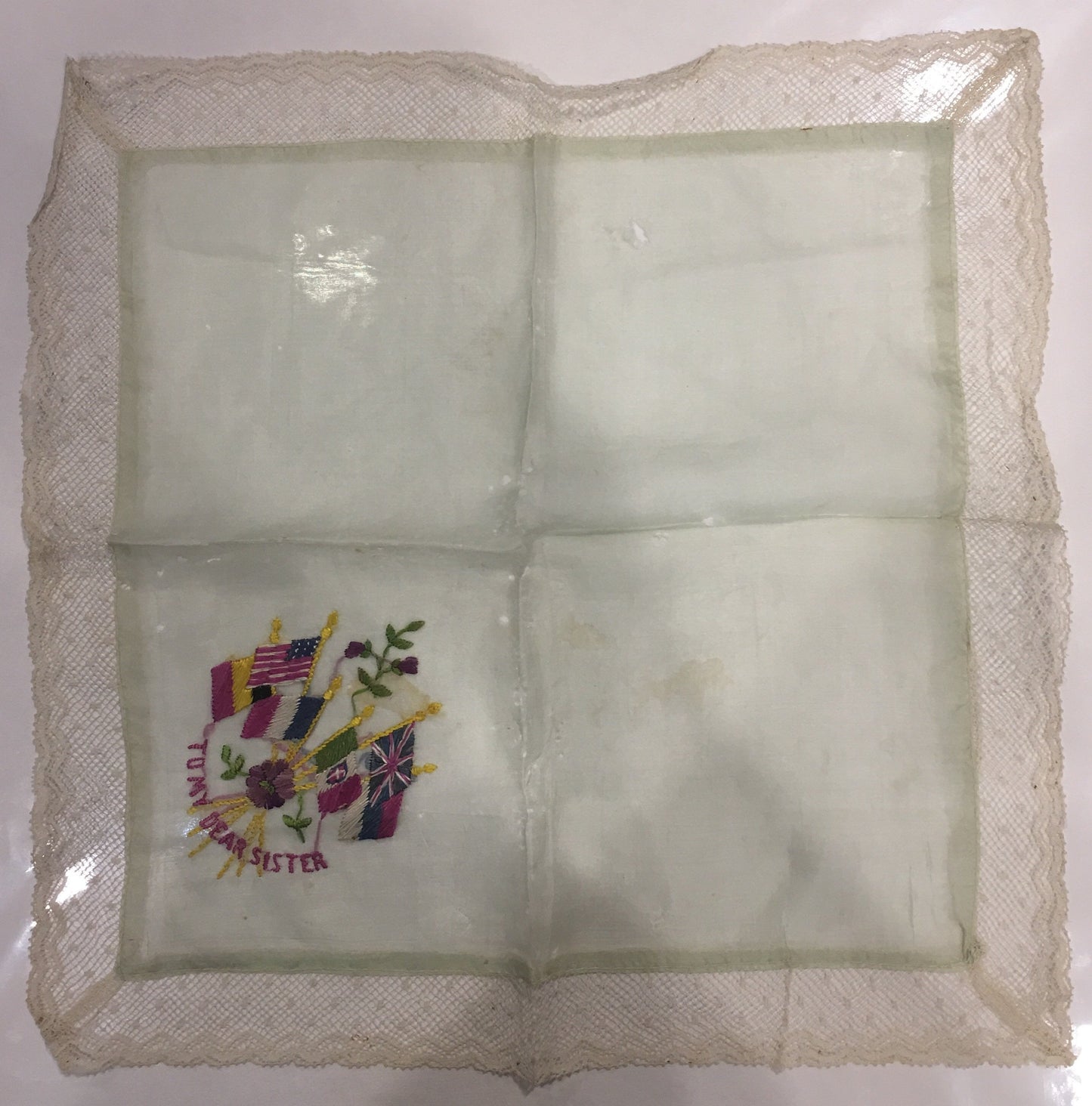 "To My Dear Sister" | Vintage Handkerchief | 12" x 13"-Vintage Hankerchief-Sterling-and-Burke