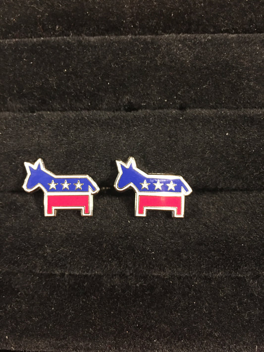 Democratic Party Donkey Cufflinks | Hand Enameled | Made in USA-Cufflinks-Sterling-and-Burke