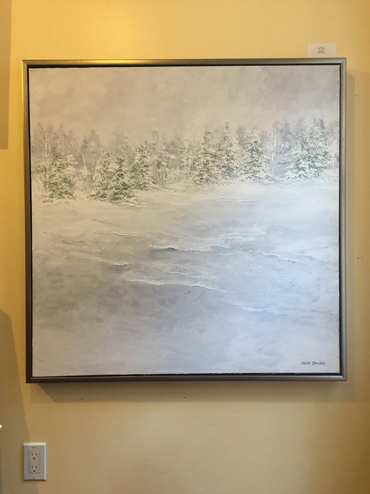 Art | Snow Drifts | Original Oil Painting by Claire Howard | 36" x 36"-Oil Painting-Sterling-and-Burke