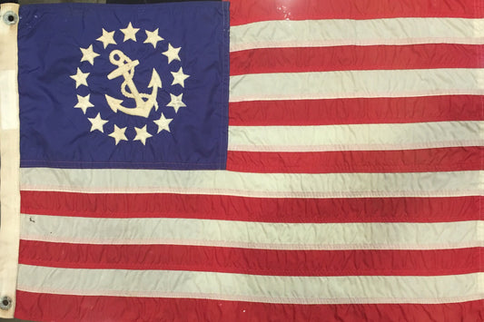 FDR Art Flag | Franklin Delano Roosevelt Vintage Flag with Anchor | 21 by 14 inches | Vintage / Antique-Vintage Flag-Sterling-and-Burke