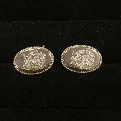 Oval Cuff Links | Silver with Beaded Edge | Personalized with Initials-Cufflinks-Sterling-and-Burke