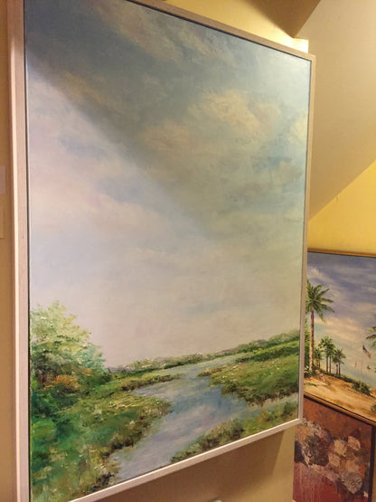 Art | Sunlight on the Bay | Original Oil Painting by Claire Howard | 40" x 30"-Oil Painting-Sterling-and-Burke