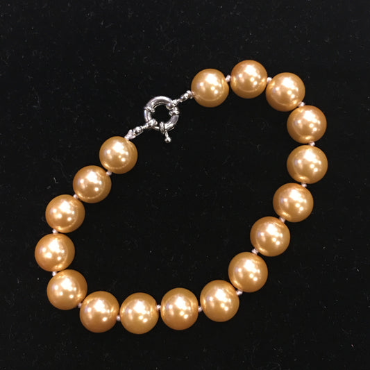 Fresh Water Pearl Bracelet, Light Gold 7"-Bracelet-Sterling-and-Burke