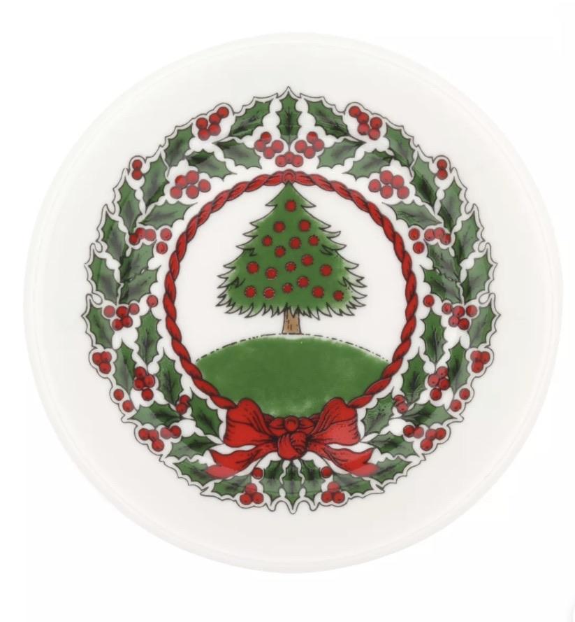 Halcyon Days Vintage Christmas Tree Coasters, Set of 4-Bone China-Sterling-and-Burke