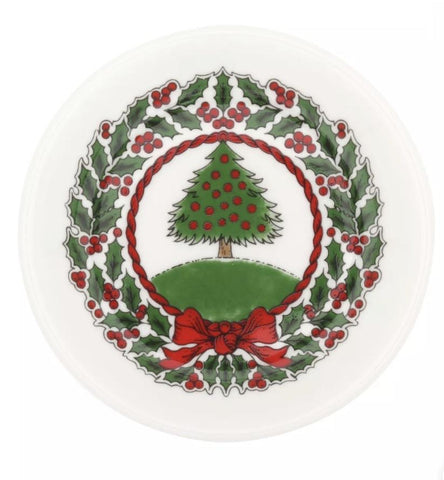 Halcyon Days Vintage Christmas Tree Coasters, Set of 4-Bone China-Sterling-and-Burke