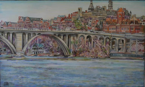 Art | Georgetown DC 2013 | Original Oil Painting on Canvas by Joanna Tyka | 40" x 66"-Oil Painting-Sterling-and-Burke