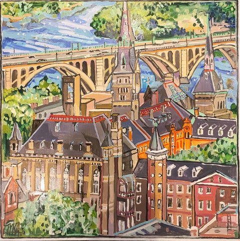 Art | Georgetown University | Original Oil Painting on Wood by Joanna Tyka | 24" x 24"-Oil Painting-Sterling-and-Burke