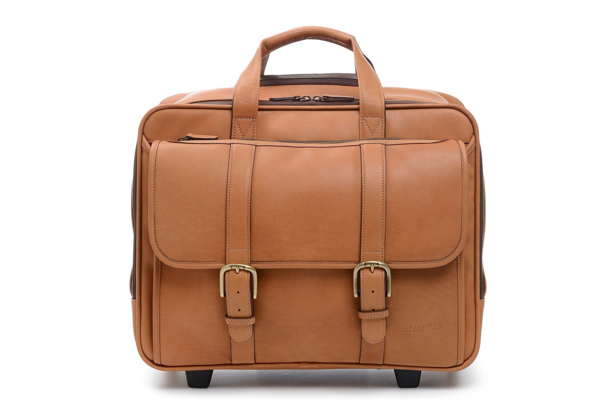 Kenton Overnight Wheeled Leather Brief Bag-Korchmar Business-Sterling-and-Burke