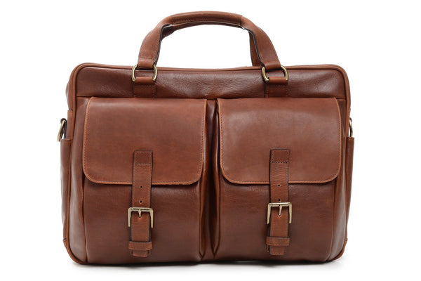 Barton Leather Brief Bag | Grain Leather | Made in USA | Korchmar-Brief Bag-Sterling-and-Burke