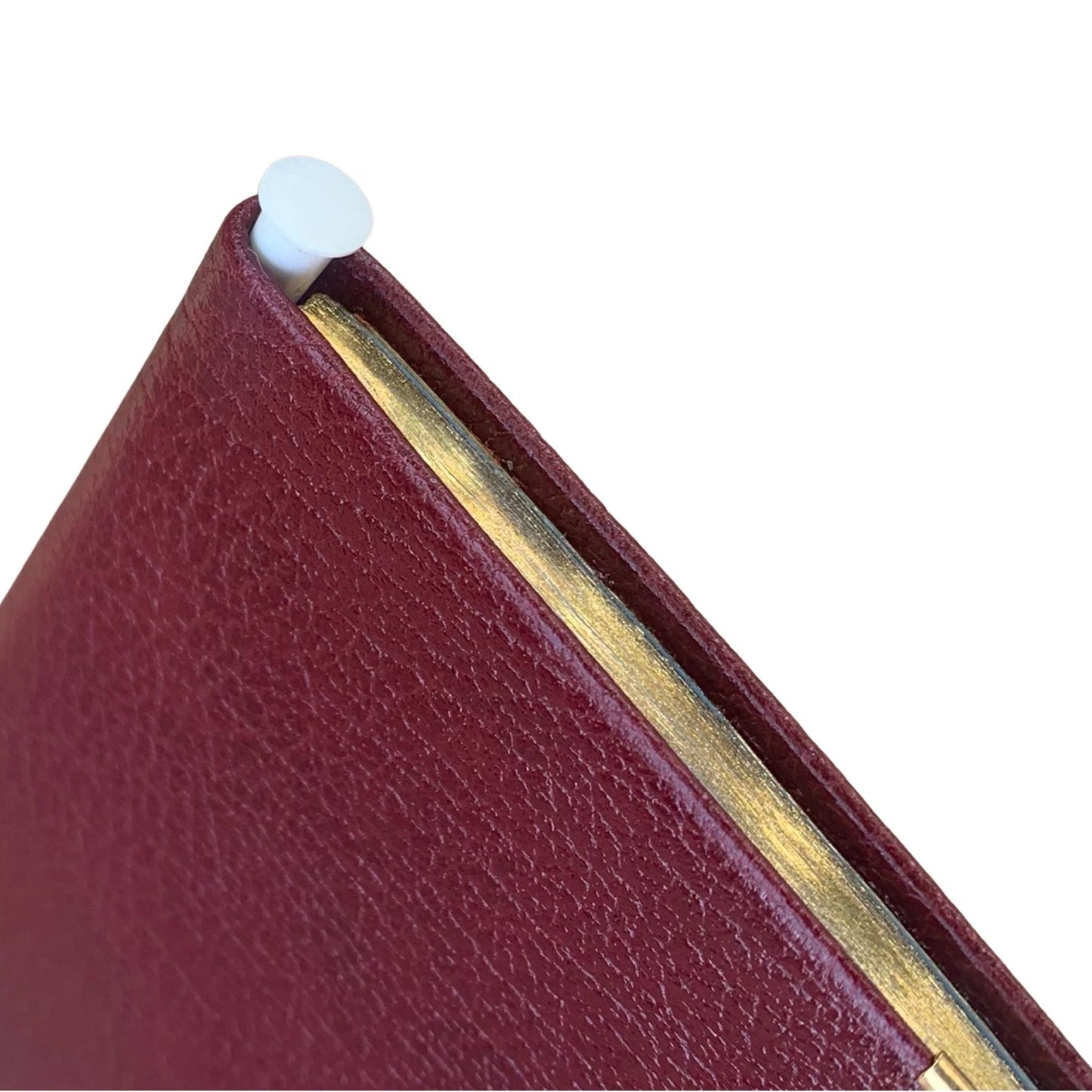 Address Book with Pencil, Gold Clasp, Gold Corners, Buffalo Embossed Calf Leather 4 by 2.5 Inch