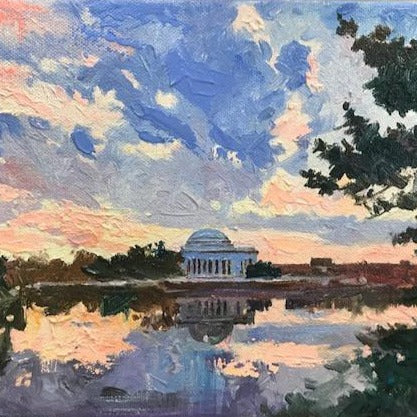 Jefferson Memorial at Dawn | Washington, DC Original Oil and Acrylic Painting on Canvas by Zachary Sasim | 10" by 8" | Commission