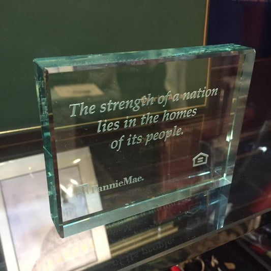 Rectangular Crystal Paper Weight / Award Custom Made with Deep Etching-Paperweight-Sterling-and-Burke