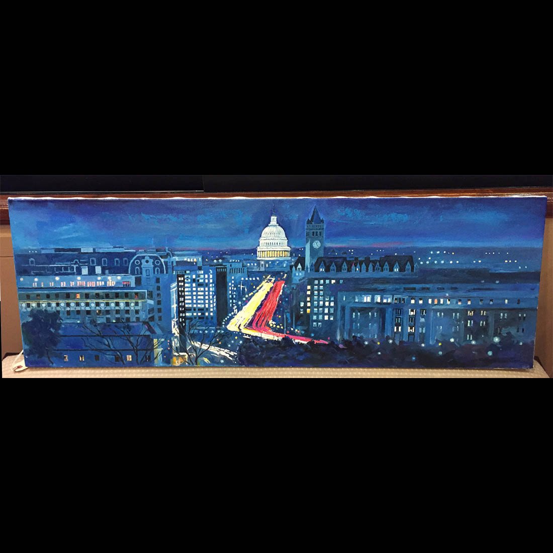 Pennsylvania Ave Panorama | Washington, DC Art | Original Oil and Acrylic Painting on Canvas by Zachary Sasim | 12" by 36" | Commission-Oil and acrylic-Sterling-and-Burke