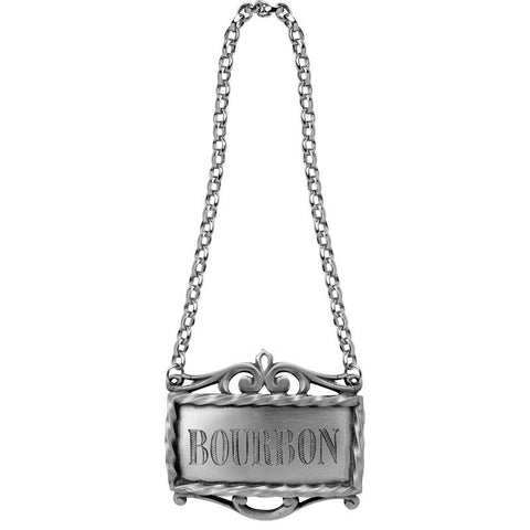 Decanter Label | Bourbon | Pewter | Salisbury Pewter | Engraved | Handmade in USA-Barware-Sterling-and-Burke