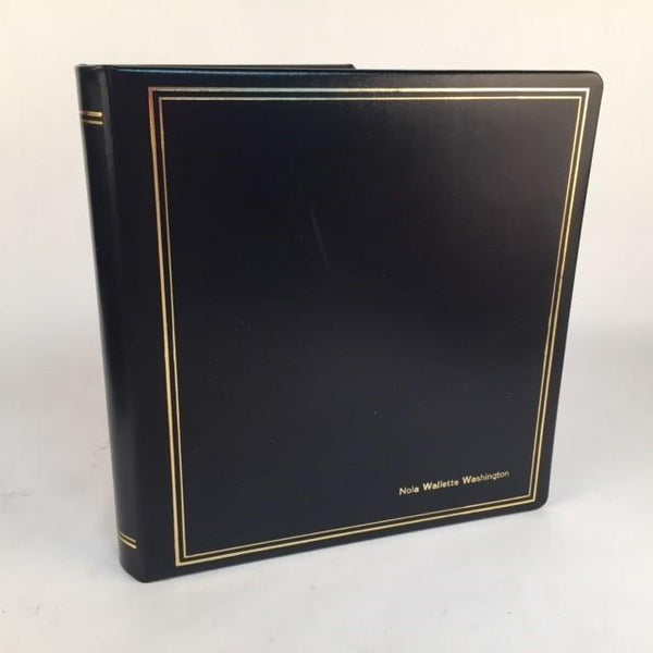 Ring Binder | Black Leather | Gold Tooling | Funeral Guest Book | Calf Leather Condolence Book | Funeral Registry | Sympathy Book | Made in England | Charing Cross-Guest Book-Sterling-and-Burke
