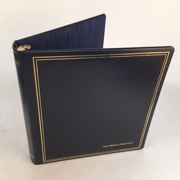 Ring Binder | Black Leather | Gold Tooling | Funeral Guest Book | Calf Leather Condolence Book | Funeral Registry | Sympathy Book | Made in England | Charing Cross-Guest Book-Sterling-and-Burke