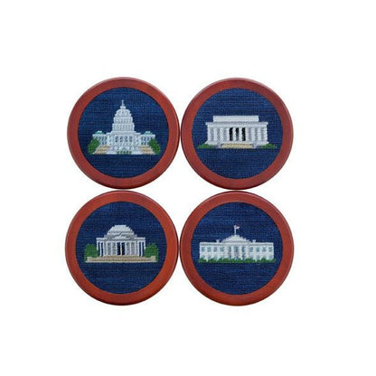 Needlepoint Collection | DC Monuments Needlepoint Coaster Set | Smathers and Branson-Coasters-Sterling-and-Burke