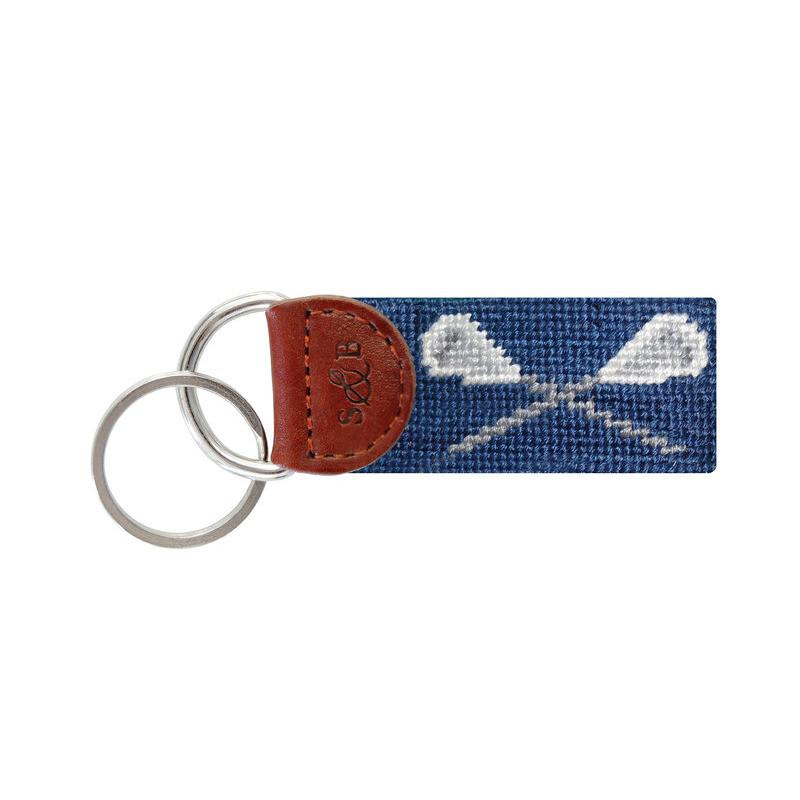 Needlepoint Collection | Lacrosse Needlepoint Key Fob | Blue | Smathers and Branson-Key Fob-Sterling-and-Burke
