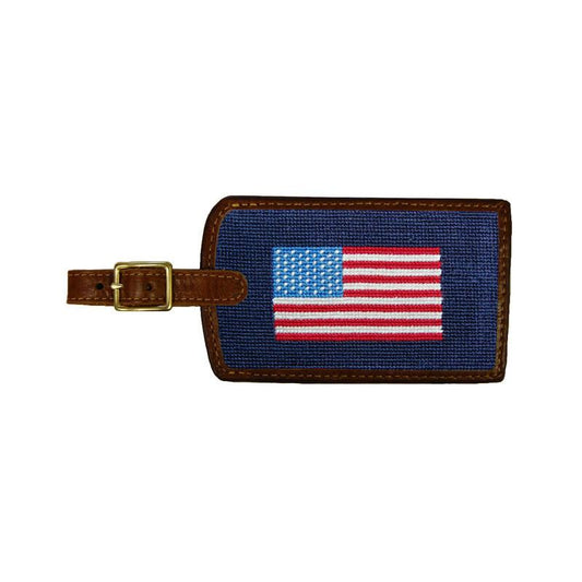 Needlepoint Collection | American Flag Needlepoint Luggage Tag | Smathers and Branson-Luggage Tag-Sterling-and-Burke