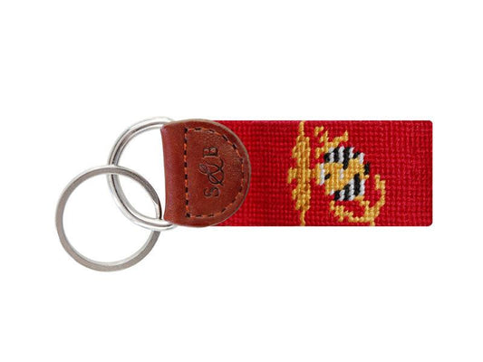 Needlepoint Collection | Marine Corp Needlepoint Key Fob | Red | Smathers and Branson-Key Fob-Sterling-and-Burke