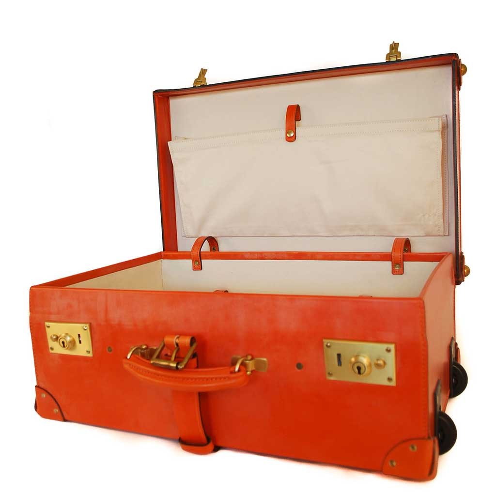 Leather Trunk Suitcase | 22 Inch | Wheels and Trolley Option | Hand Stitched | Luxury Travel | English Bridle Leather | Sterling and Burke-Suitcase-Sterling-and-Burke