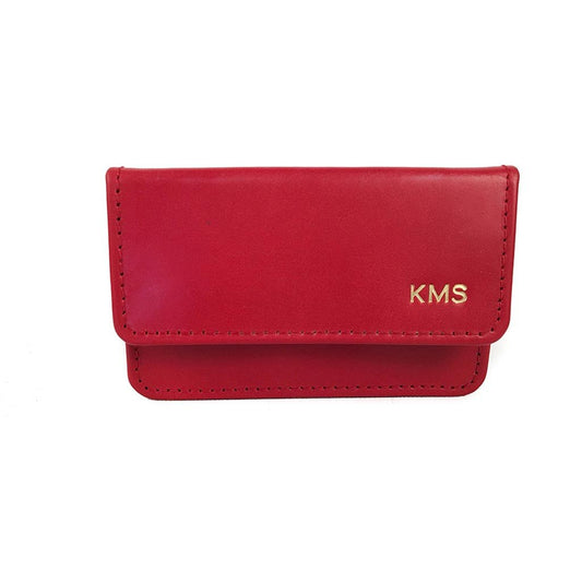 Business Card Case with Snap | English Leather | Red, Black, and Pink | Sterling and Burke-Business Card Case-Sterling-and-Burke