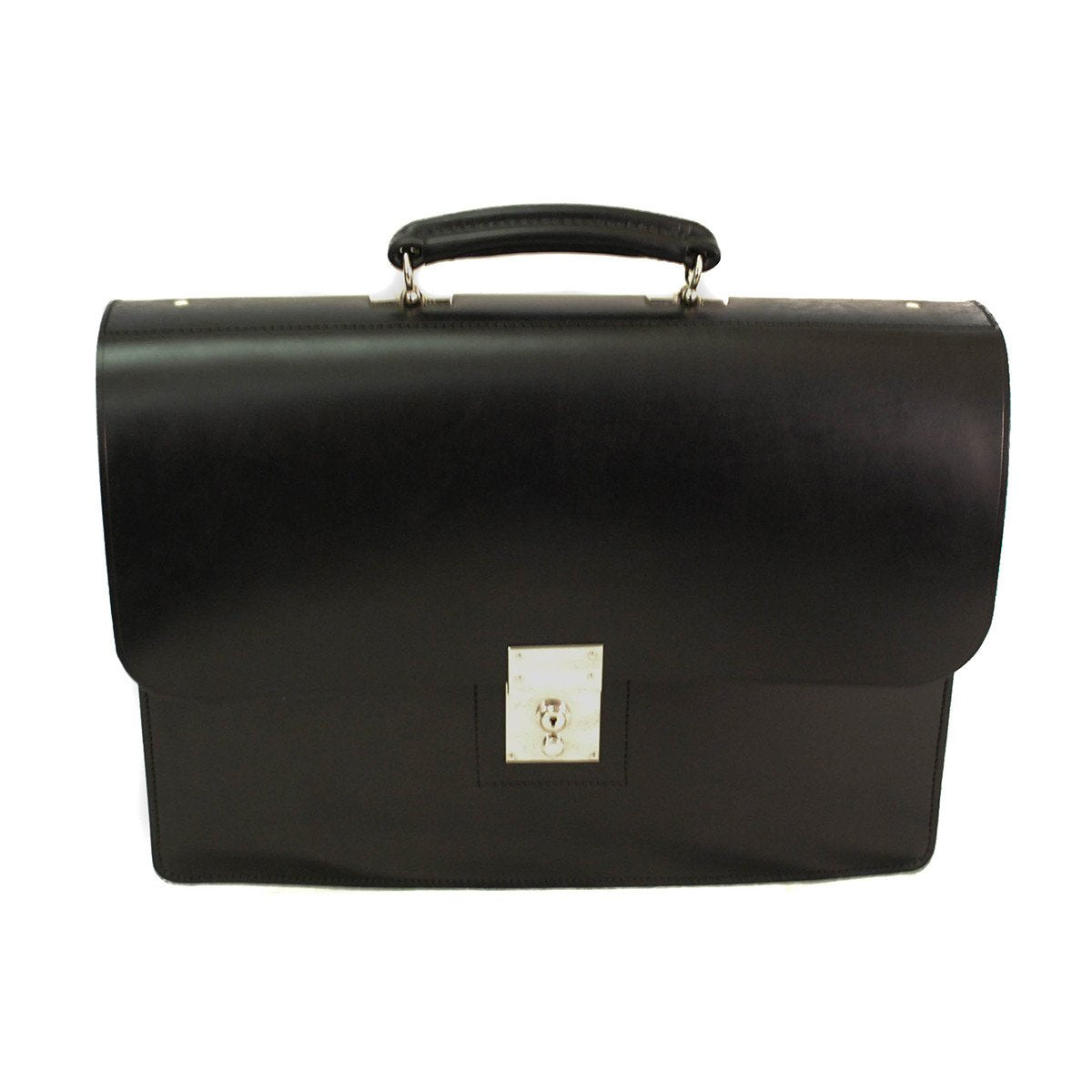 Sterling & Burke Single Gusset Document Case in Black with Nickel-Business Bags-Sterling-and-Burke