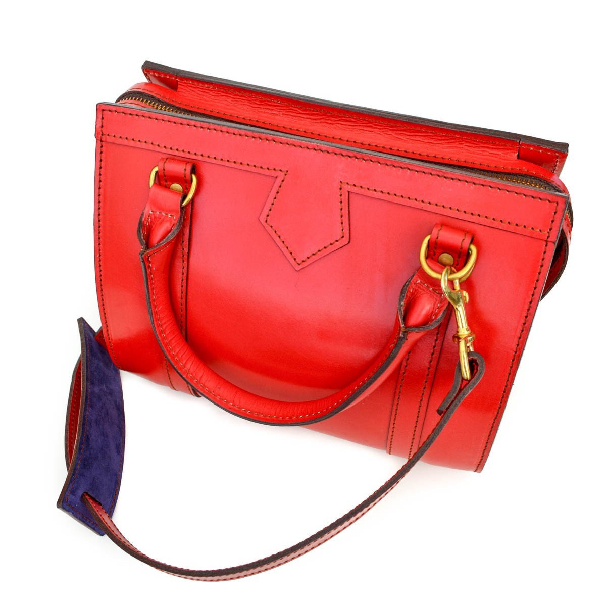 Petite Beatrice Handbag, Red | Hand Stitched | Red English Bridle Leather | Small Luxury Handbag-Handbag-Sterling-and-Burke
