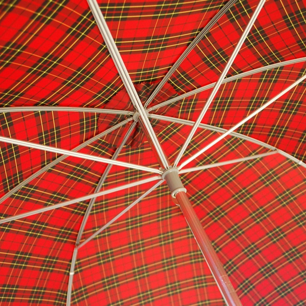 Chestnut Straight Handle Golf Umbrella, Plaid Canopy-Golf Umbrella-Sterling-and-Burke