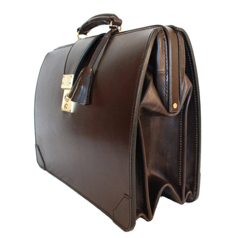 Top Frame Briefcase, Havana | Document Briefcase | Hand Stitched | Dark Brown English Bridle Leather | Sterling and Burke-Top Frame-Sterling-and-Burke