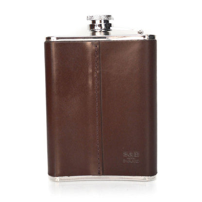 Leather Flask | Hip Flask | Initials | English Bridle Leather | Tan, Brown, Black, Navy | 6 oz. | Sterling and Burke-Flask-Sterling-and-Burke