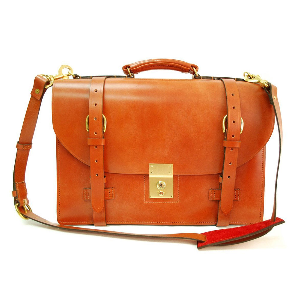 Triple Gusset Crossbody / Handmade Leather Briefcase USA / 