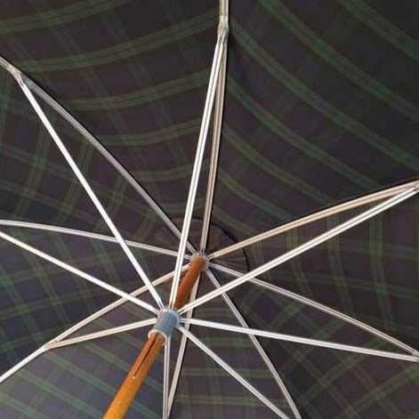 Classic Doorman's Umbrella | Wood Shaft | Chestnut Handle | Size 27 | Black-Watch Tartan Canopy-Doorman Umbrella-Sterling-and-Burke